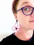 flower earrings . hand drawn . daisy . mustard yellow green