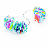 confetti earrings . medium . silver . sky blue rainbow