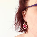 mini hoop earrings . electric pink .