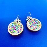mini hoop earrings . rainbow confetti .