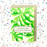 greeting card . let's hold hands