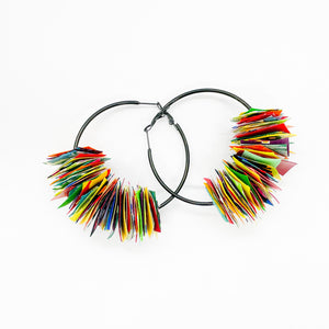 confetti earrings . large . black . rainbow