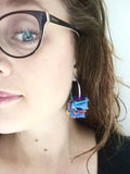 confetti earrings . medium . rose gold. blue oranges