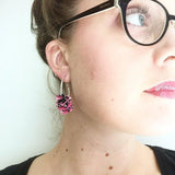 confetti earrings . medium . rose gold . dark red