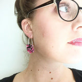 confetti earrings . small . silver . purple green